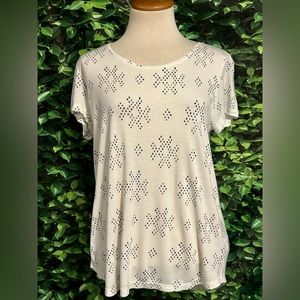 Luxe T Shirt Women’s Medium White Blue X Pattern